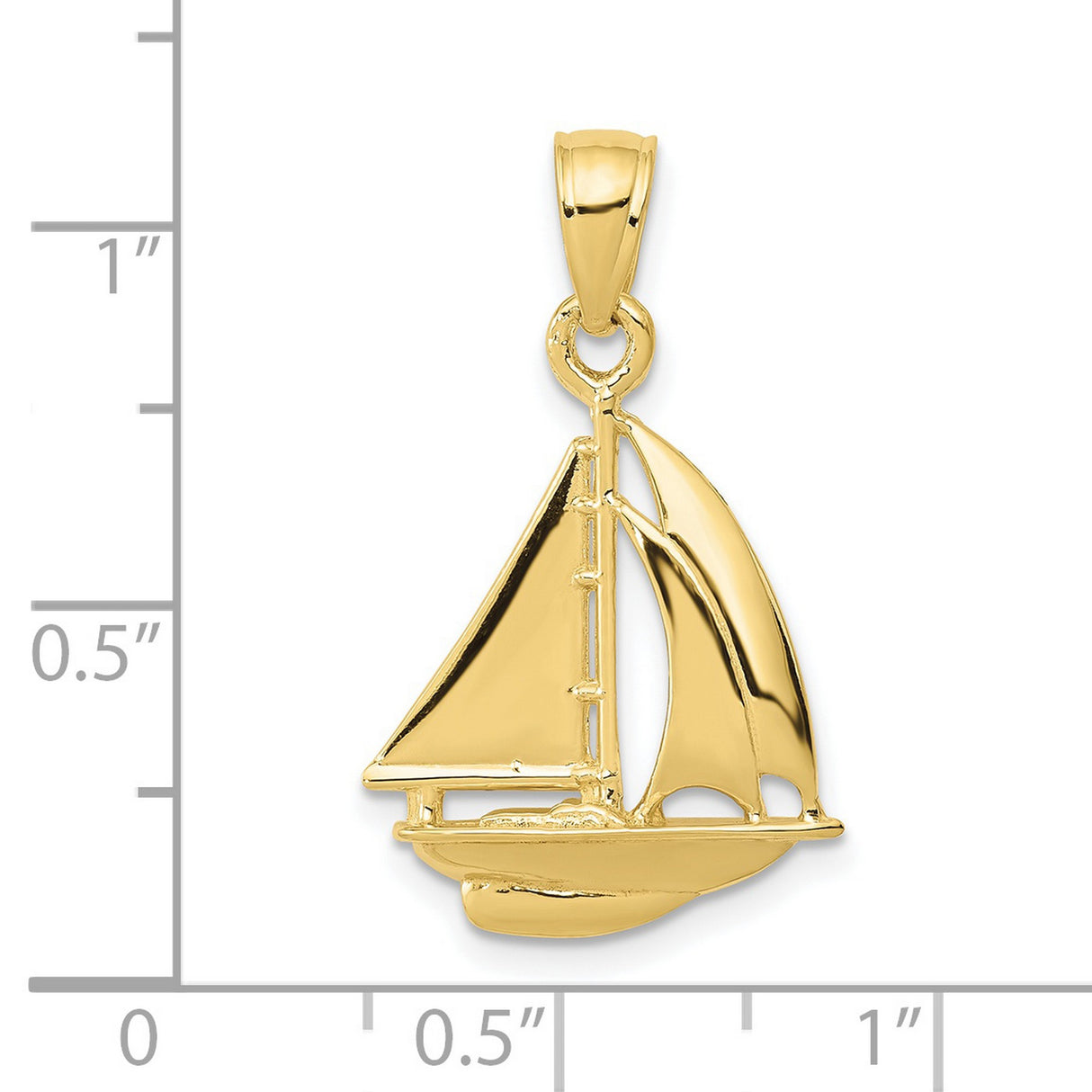 10k Yellow Gold Sailboat Pendant, Nautical Charm with Polished Finish, Maritime Style