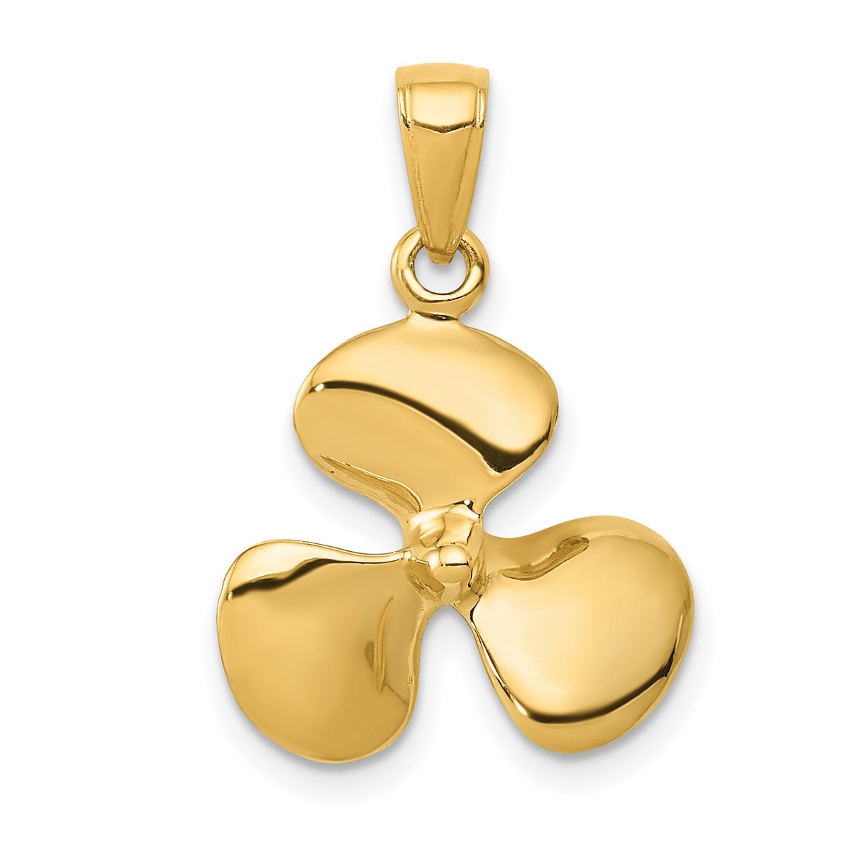 10k Yellow Gold Propeller Pendant, Nautical Three-Blade Marine Charm for Men or Unisex