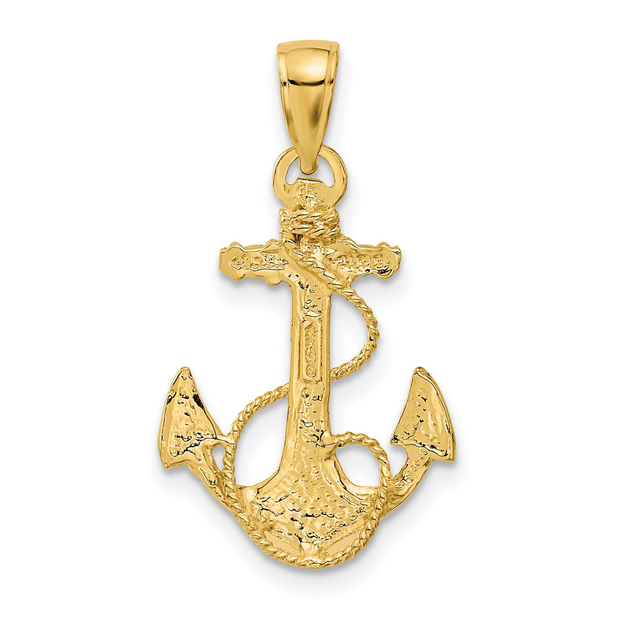 10k Yellow Gold Anchor Pendant with Rope Design, Nautical Christian Charm for Men or Unisex