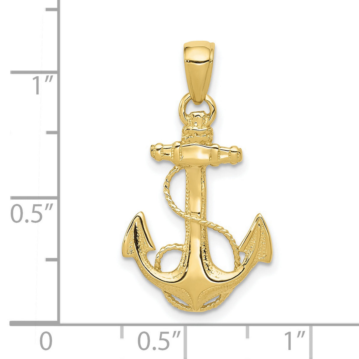 10k Yellow Gold Anchor Pendant with Rope Design, Nautical Christian Charm for Men or Unisex