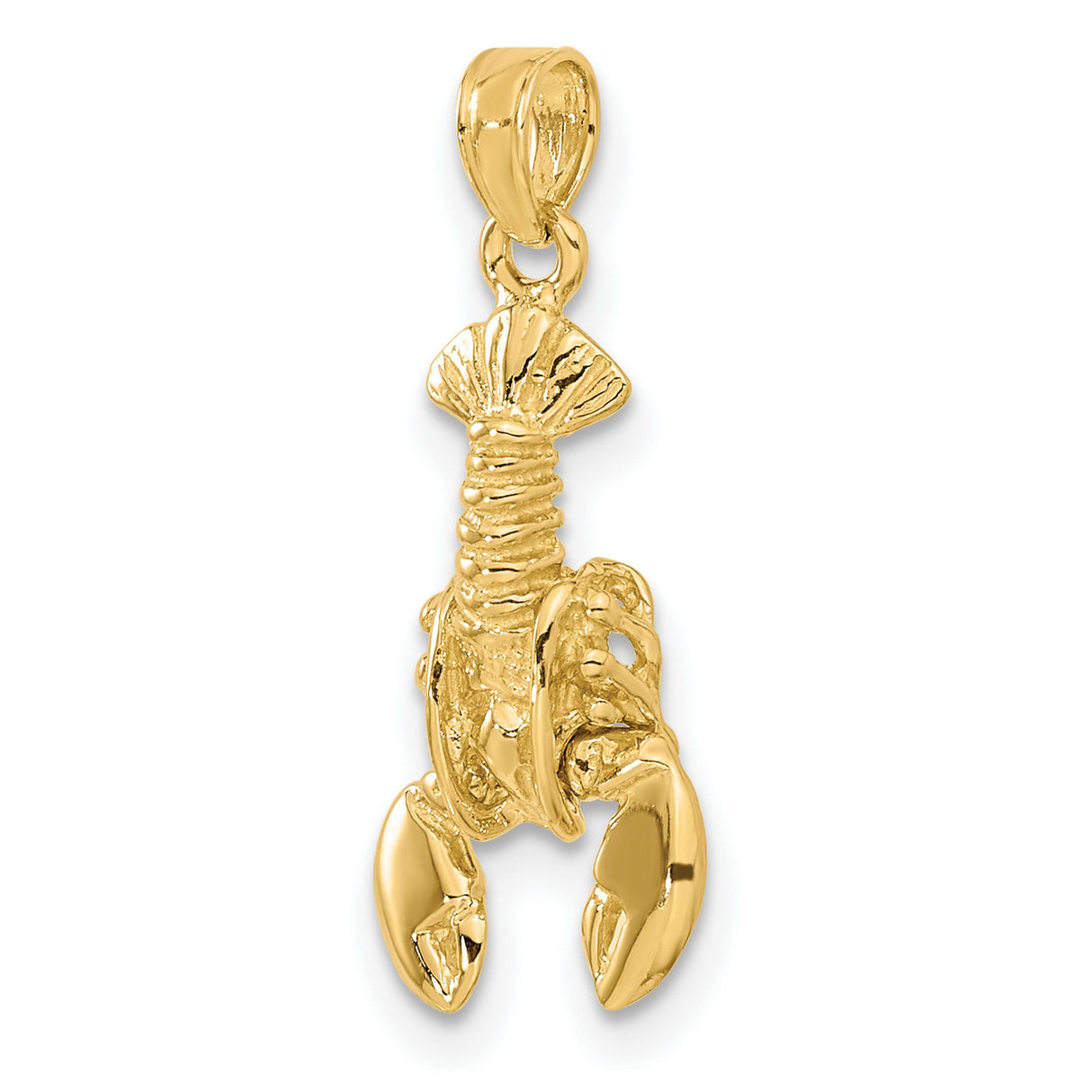 10k Yellow Gold Lobster Pendant, Nautical Marine Animal Design, Unisex Sea Life Charm