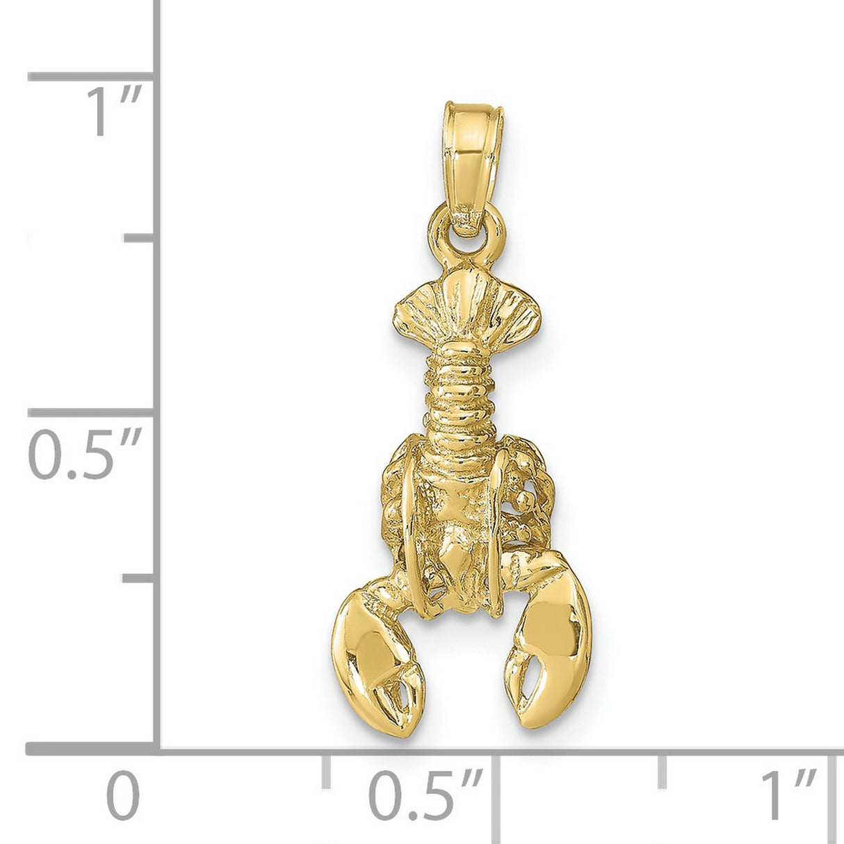 10k Yellow Gold Lobster Pendant, Nautical Marine Animal Design, Unisex Sea Life Charm