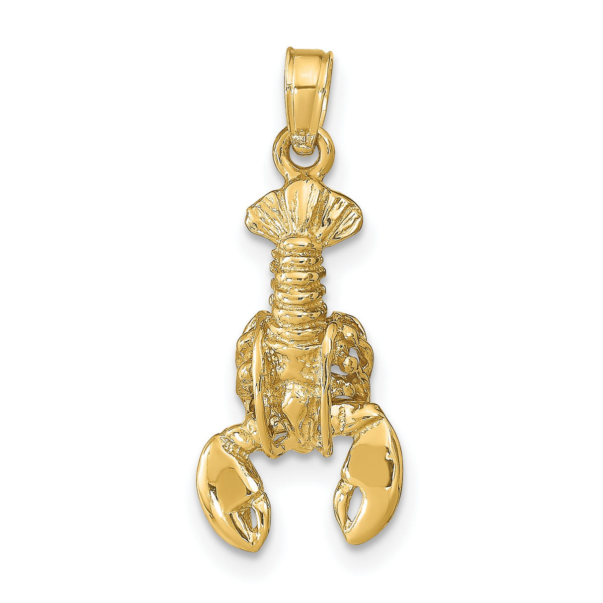 10k Yellow Gold Lobster Pendant, Nautical Marine Animal Design, Unisex Sea Life Charm