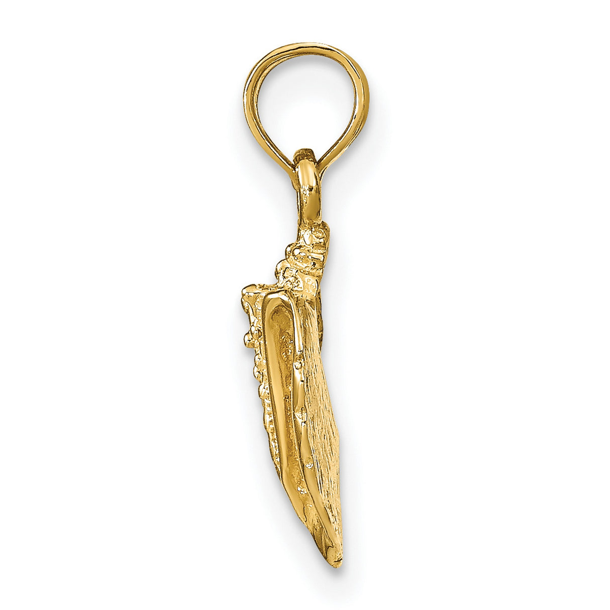 10k Yellow Gold Conch Shell Pendant, Nautical Coastal Beach Style Charm for Women