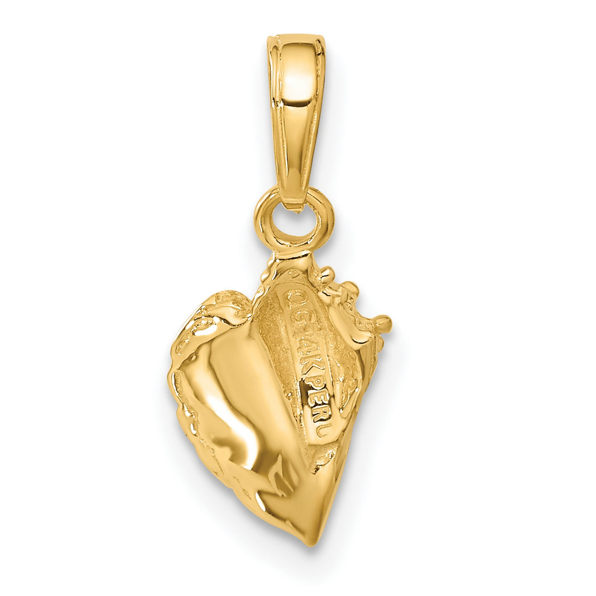 10k Yellow Gold Conch Shell Pendant, Nautical Coastal Beach Style Charm for Women