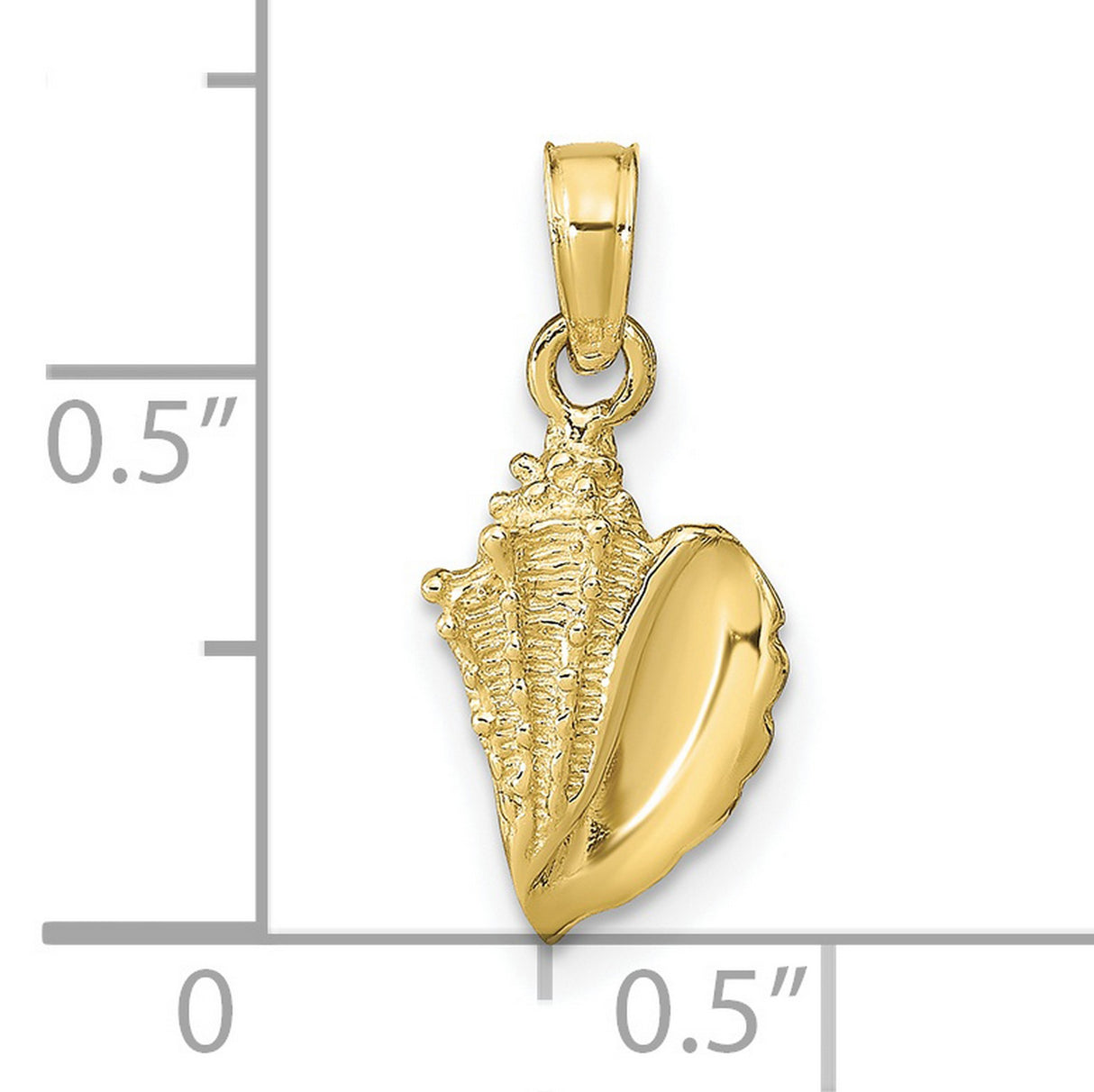 10k Yellow Gold Conch Shell Pendant, Nautical Coastal Beach Style Charm for Women