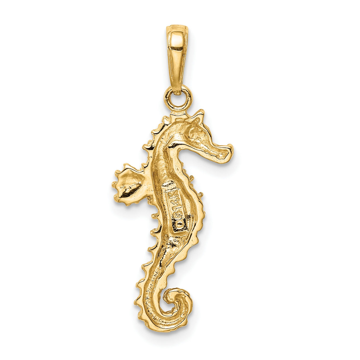 10k Yellow Gold Seahorse Pendant, Textured Marine Animal Design, Ocean Theme Jewelry