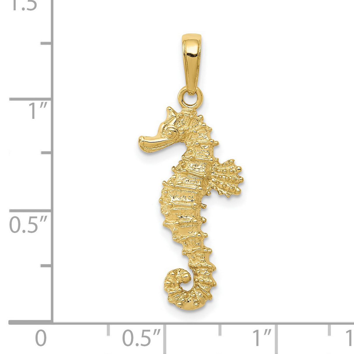 10k Yellow Gold Seahorse Pendant, Textured Marine Animal Design, Ocean Theme Jewelry