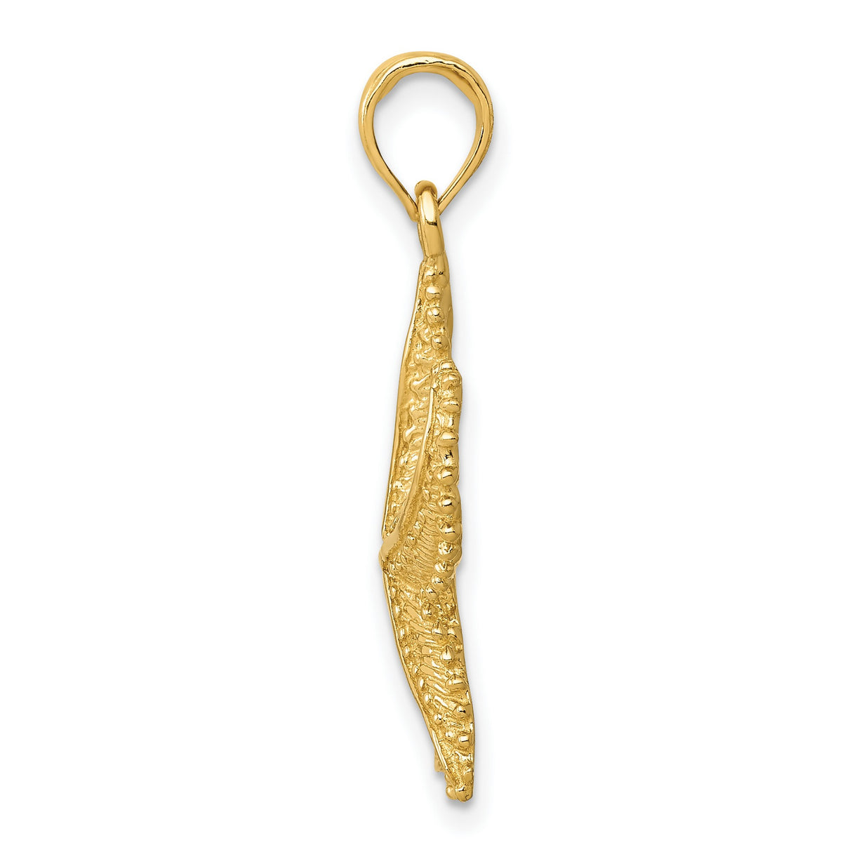 10k Yellow Gold Starfish Pendant with Textured Design, Nautical Beach-Themed Jewelry for Women