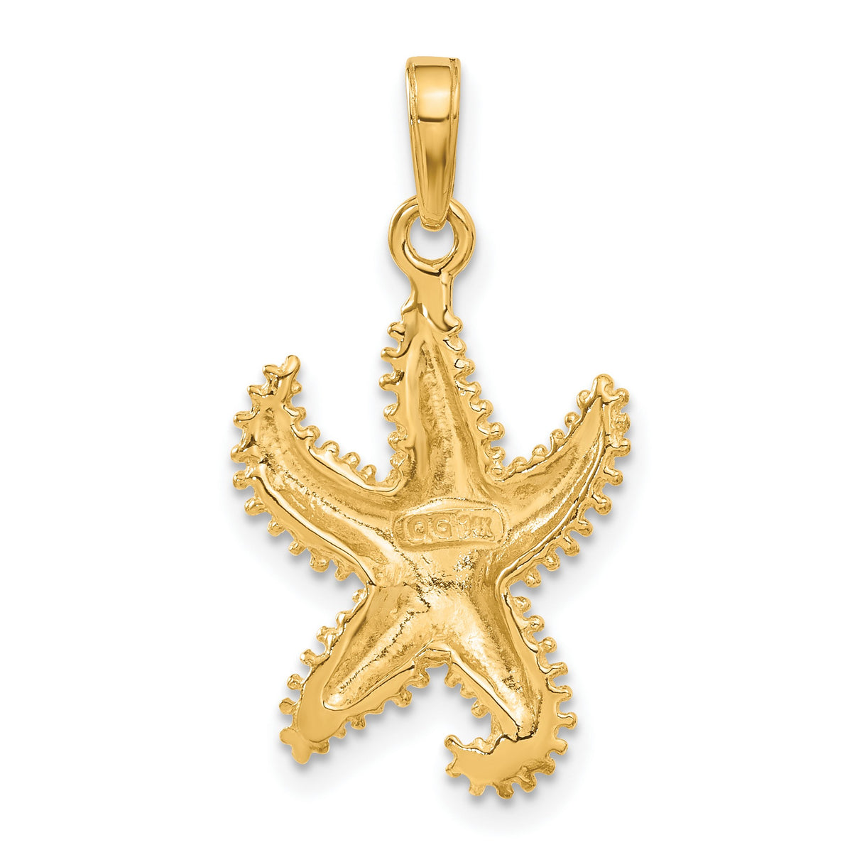 10k Yellow Gold Starfish Pendant with Textured Design, Nautical Beach-Themed Jewelry for Women