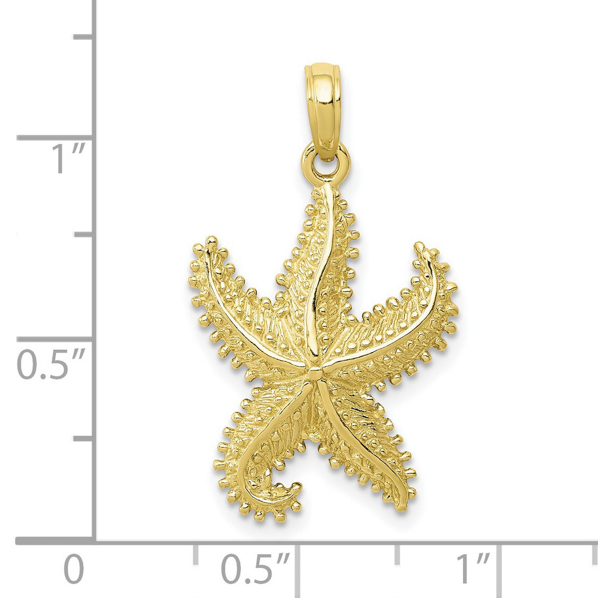 10k Yellow Gold Starfish Pendant with Textured Design, Nautical Beach-Themed Jewelry for Women