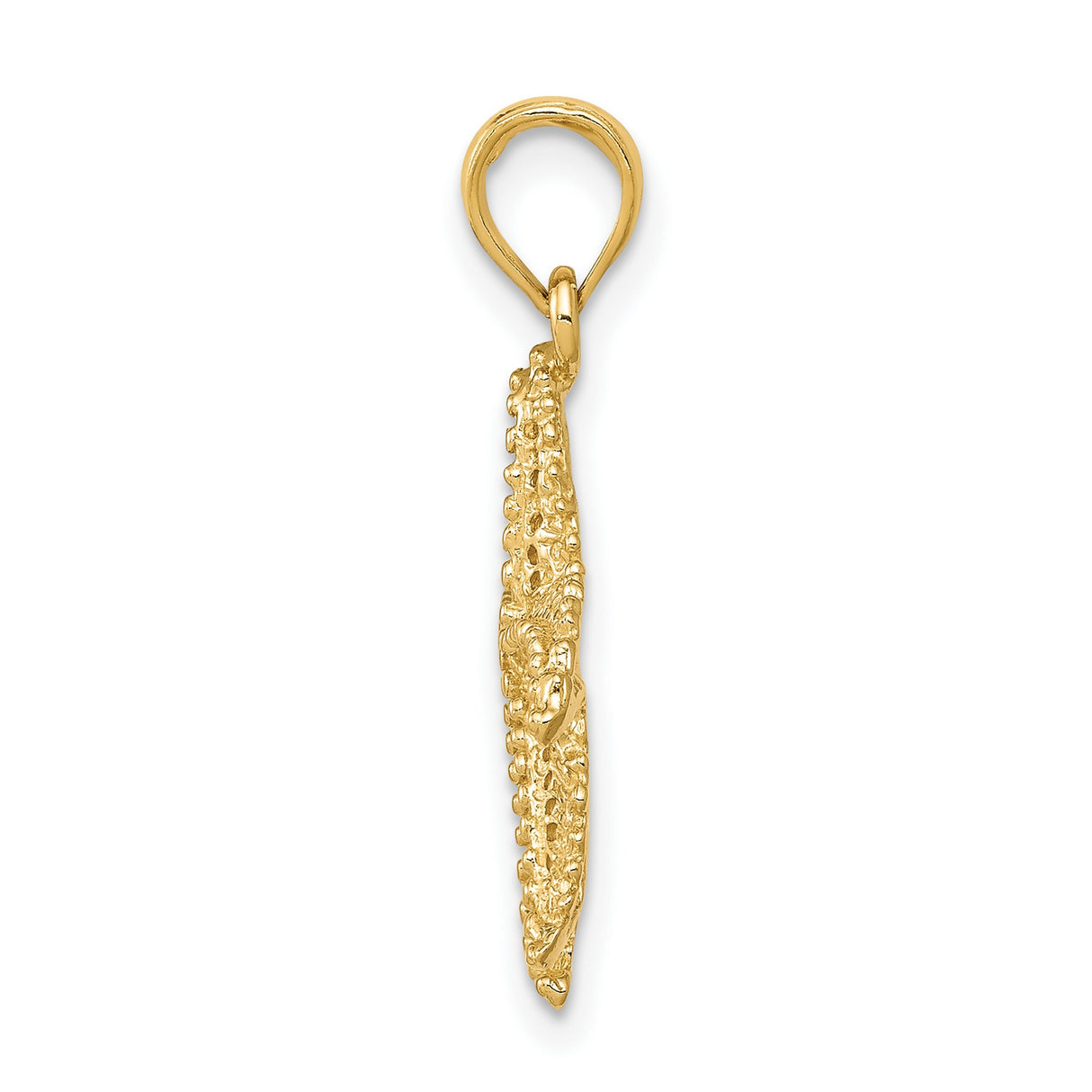 10k Yellow Gold Starfish Pendant with Textured Lifelike Design, Nautical Coastal Theme