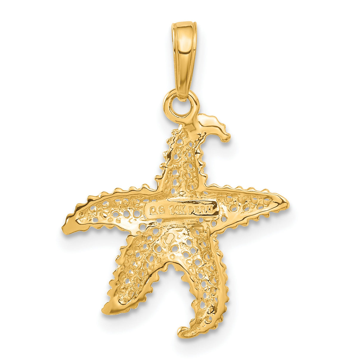 10k Yellow Gold Starfish Pendant with Textured Lifelike Design, Nautical Coastal Theme