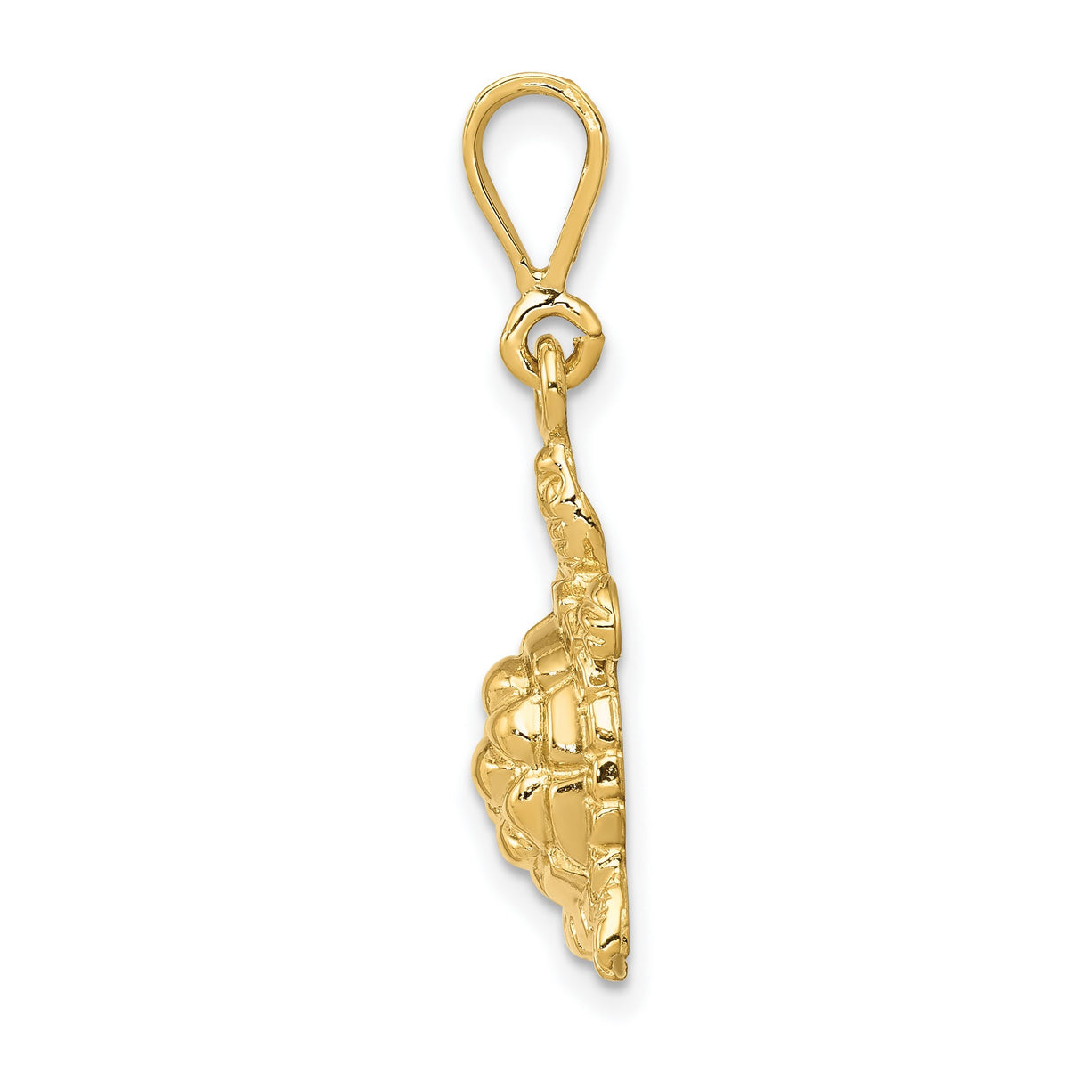 10k Yellow Gold Turtle Pendant with Detailed Flipper Design, Nature-Inspired Marine Life Jewelry