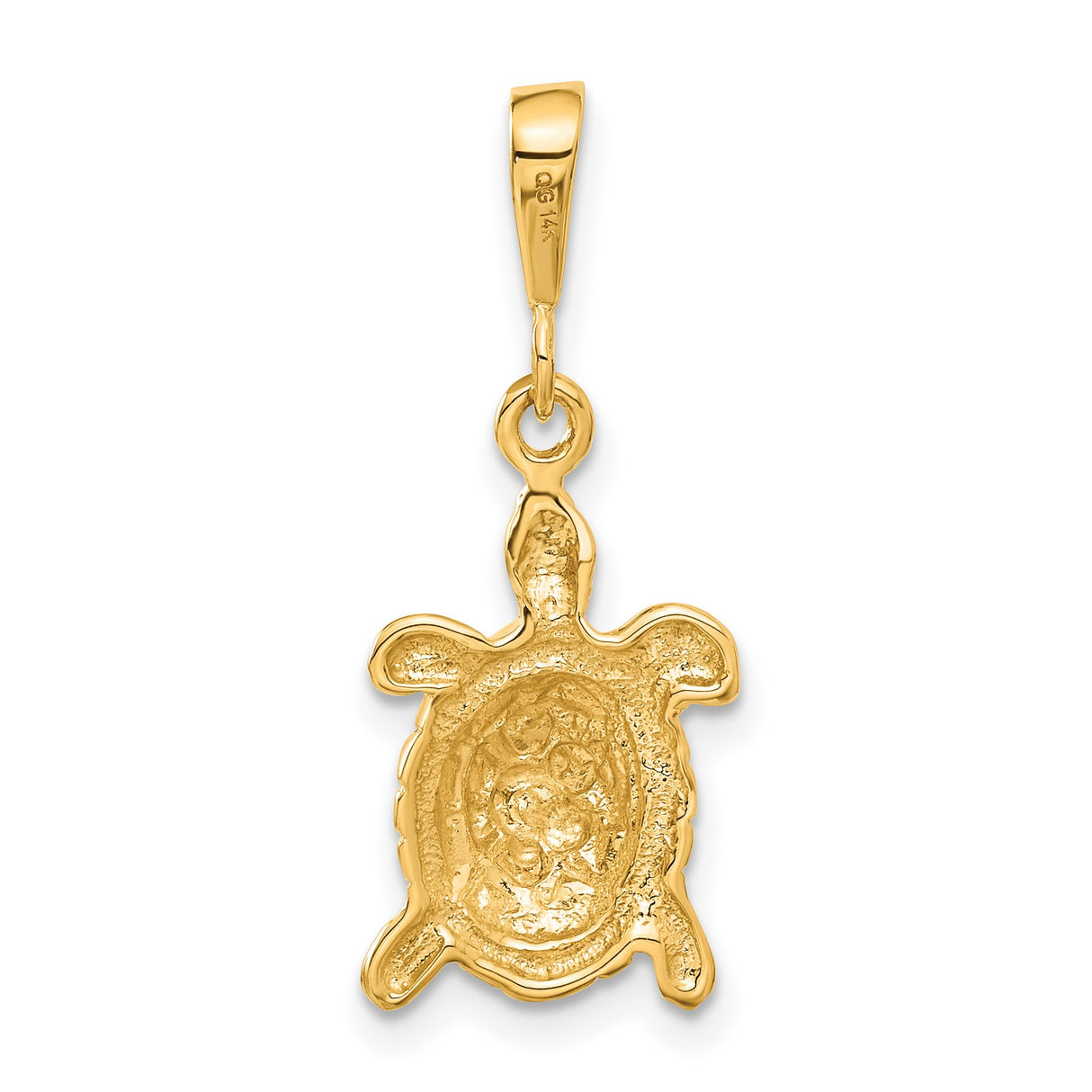 10k Yellow Gold Turtle Pendant with Detailed Flipper Design, Nature-Inspired Marine Life Jewelry