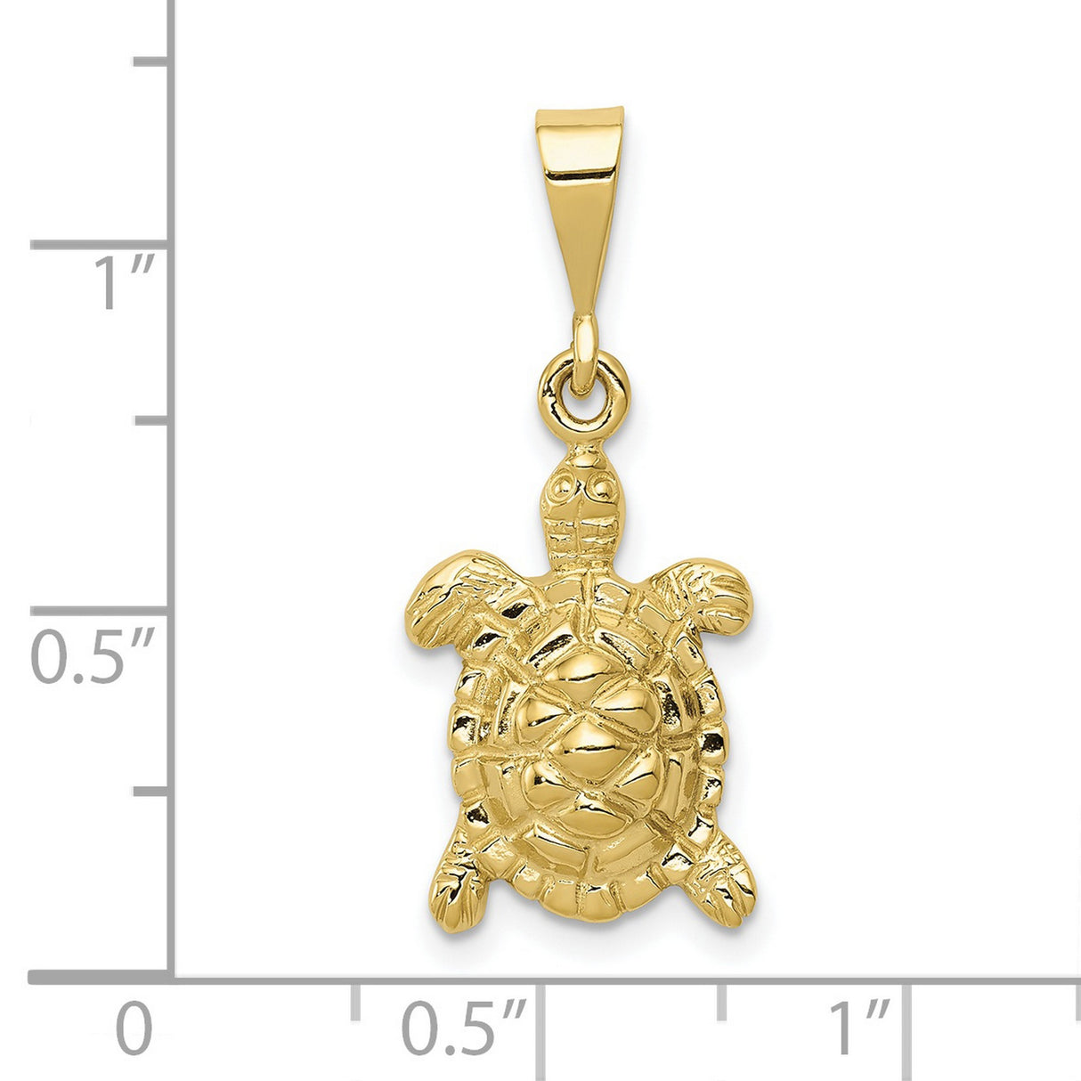 10k Yellow Gold Turtle Pendant with Detailed Flipper Design, Nature-Inspired Marine Life Jewelry