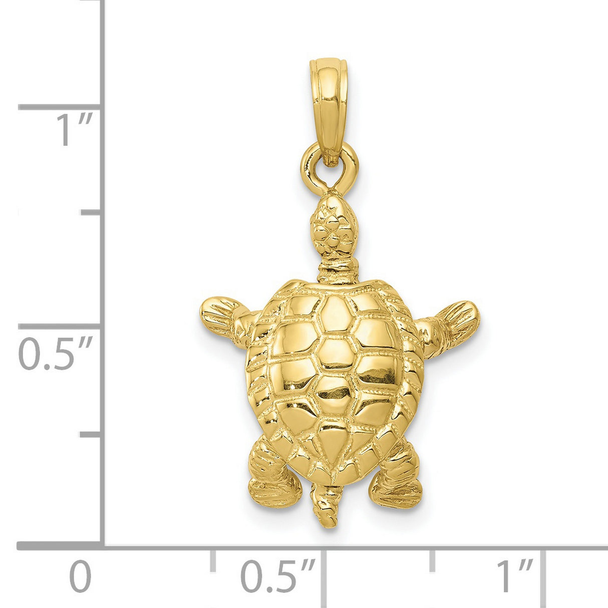 10k Yellow Gold Turtle Pendant with Moveable Sea Turtle Design, Ocean Animal Charm