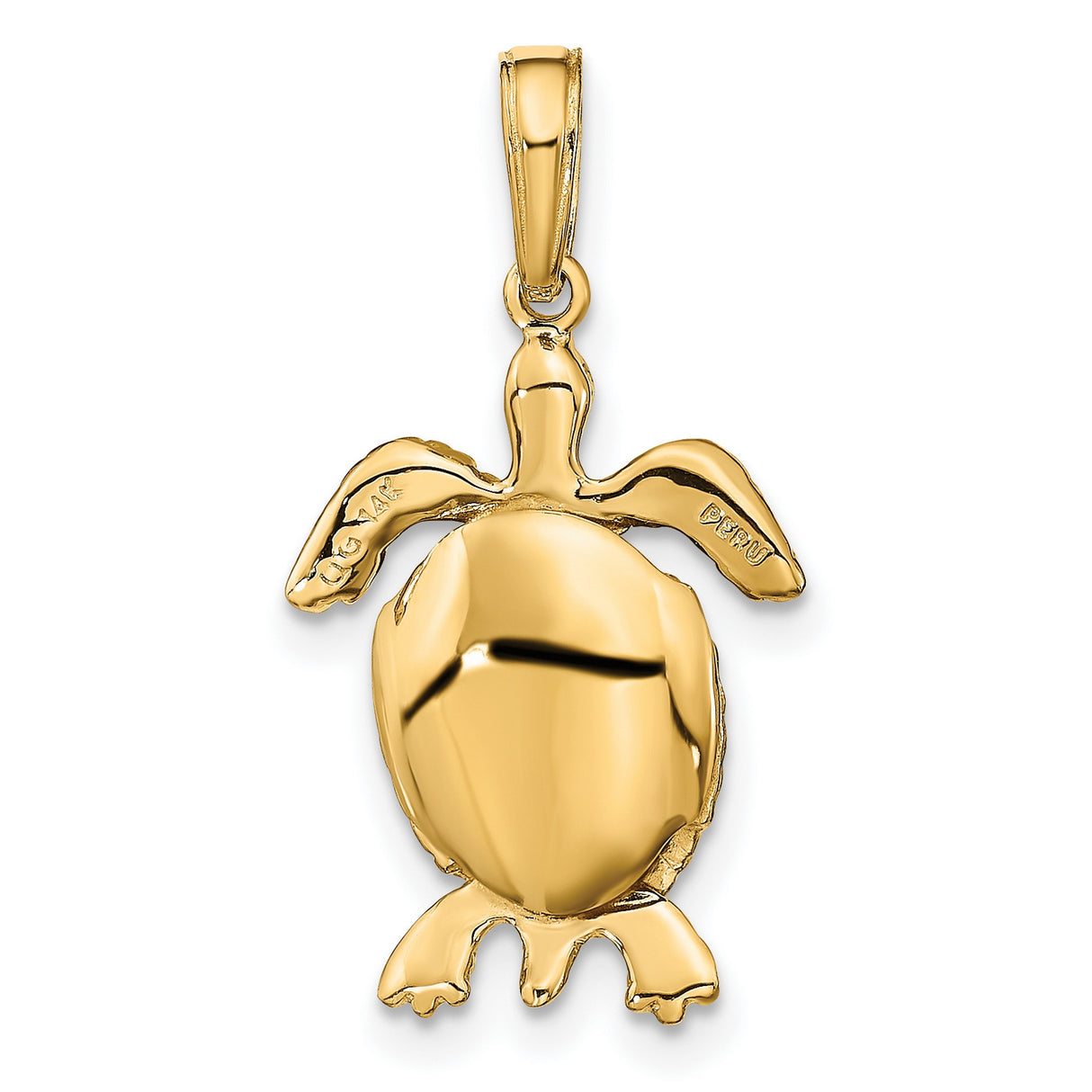 10k Yellow Gold Sea Turtle Pendant with Detailed Shell and Flipper Design