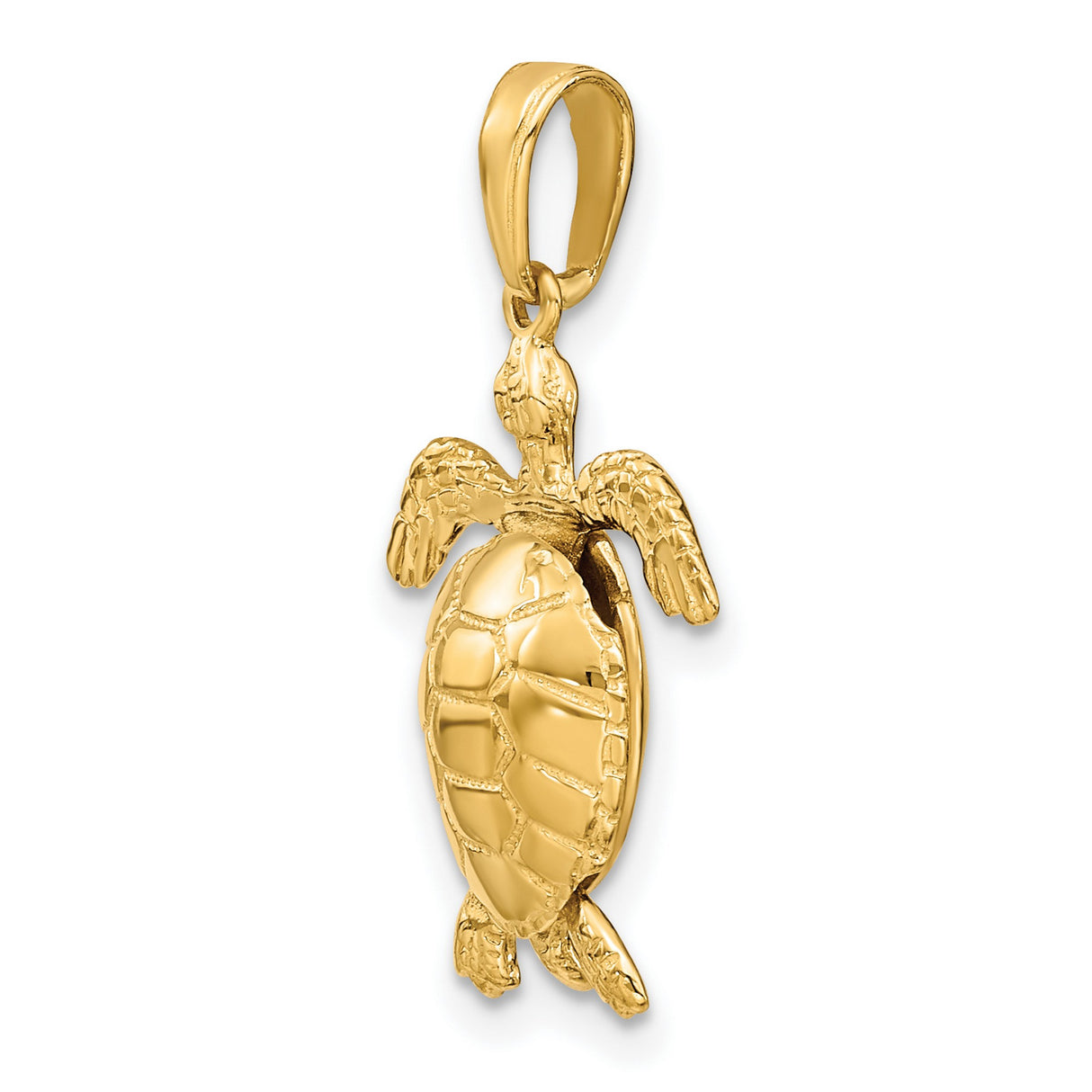 10k Yellow Gold Sea Turtle Pendant with Detailed Shell and Flipper Design