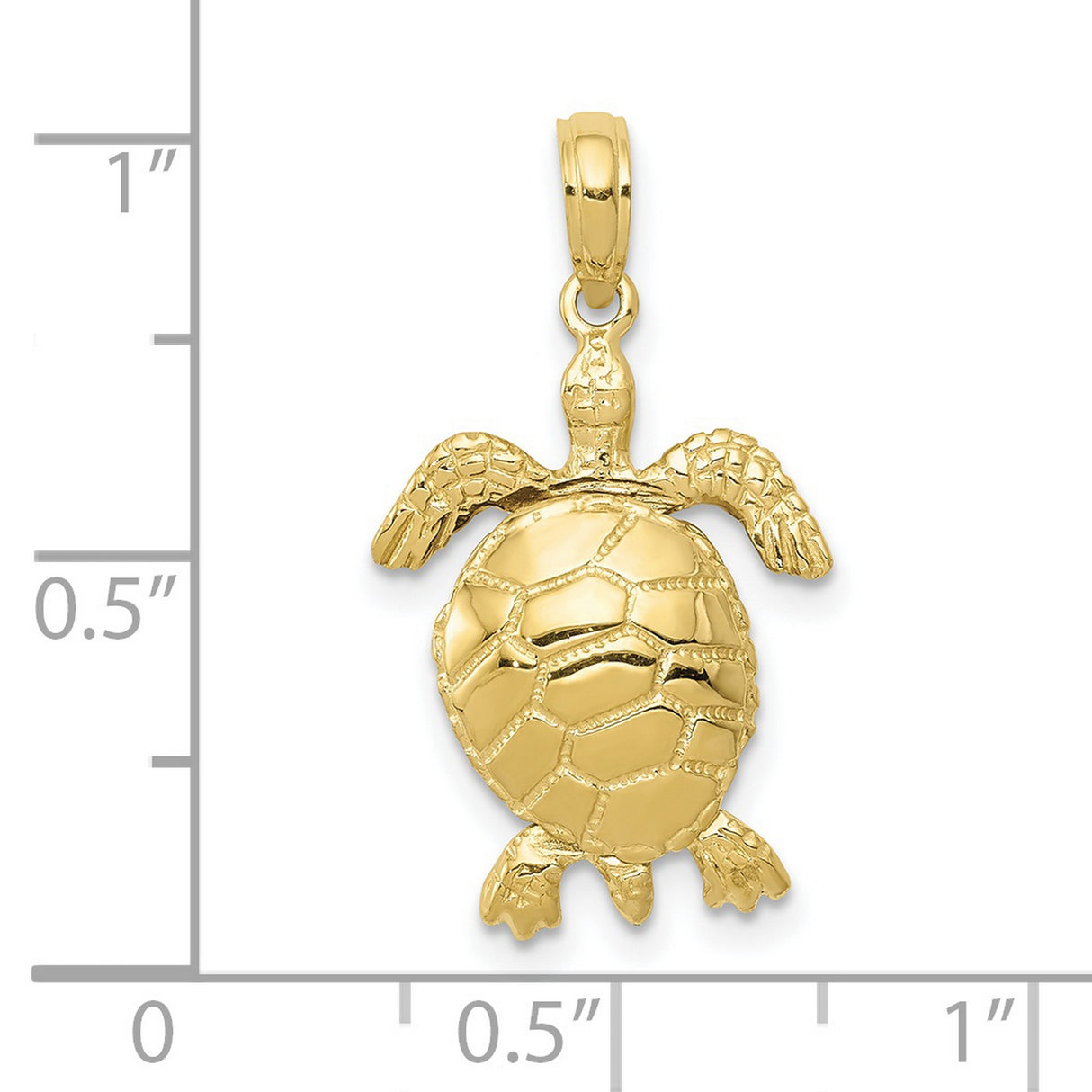 10k Yellow Gold Sea Turtle Pendant with Detailed Shell and Flipper Design