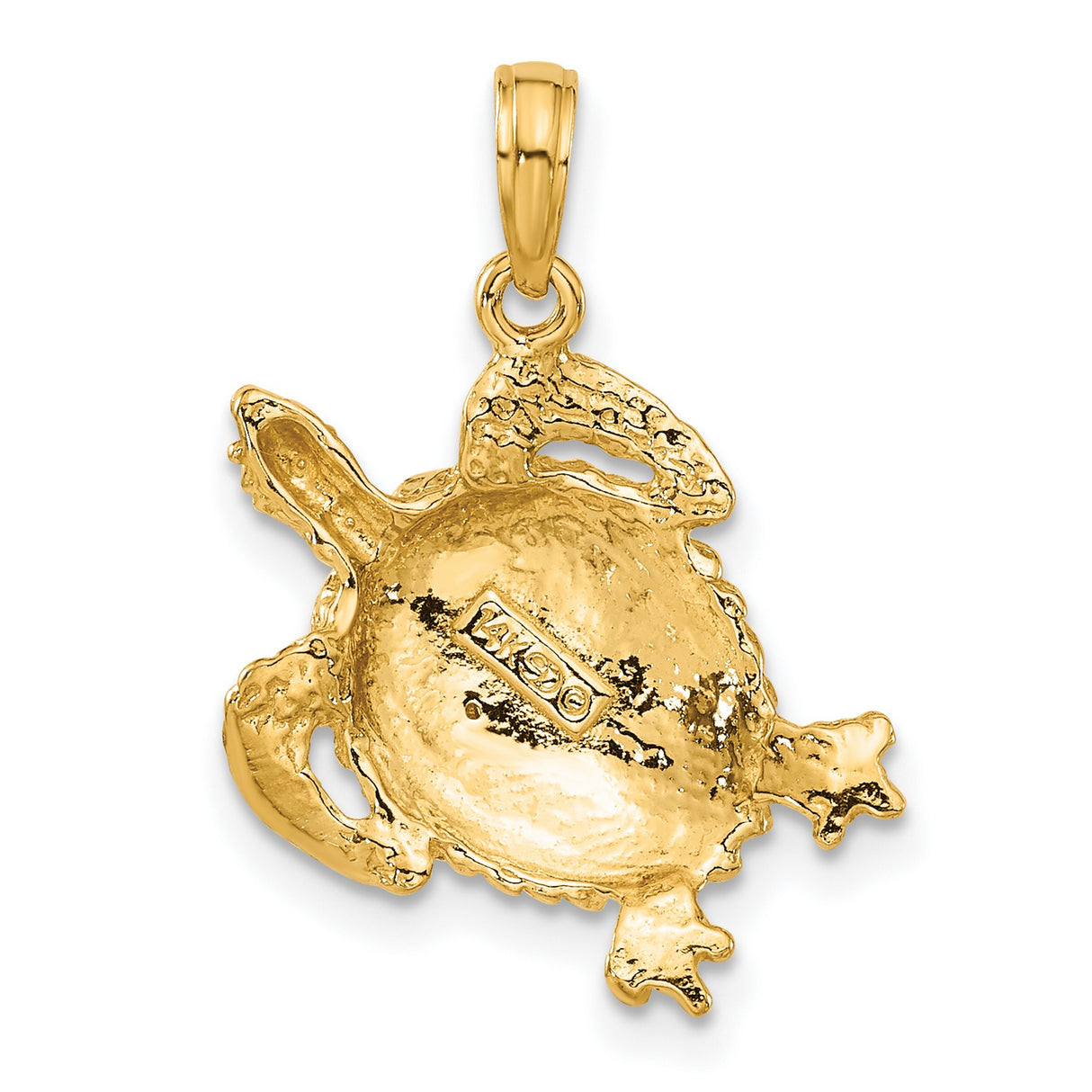 10k Yellow Gold Turtle Pendant, Detailed Sea Turtle Symbol, Nautical Jewelry for Women or Unisex