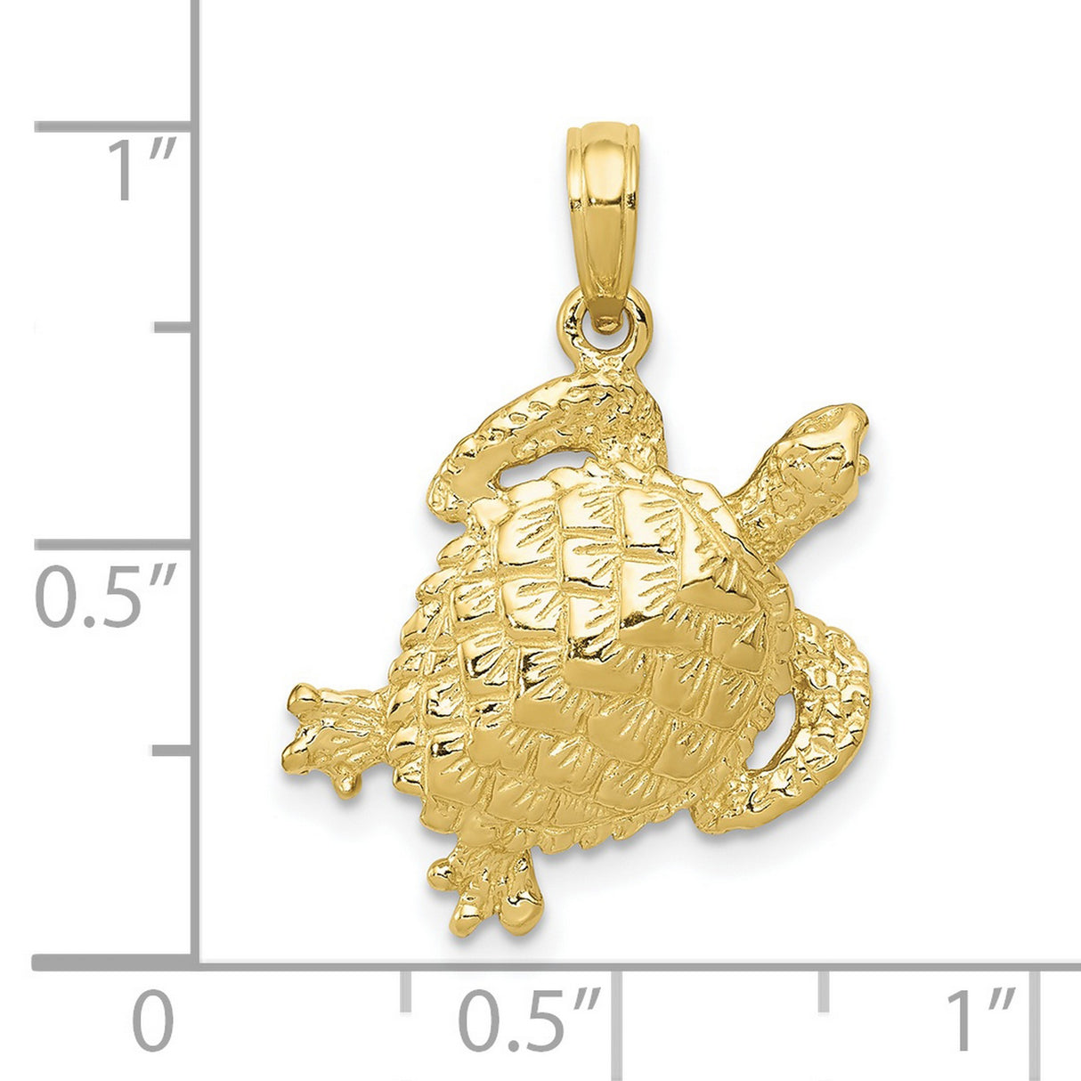 10k Yellow Gold Turtle Pendant, Detailed Sea Turtle Symbol, Nautical Jewelry for Women or Unisex