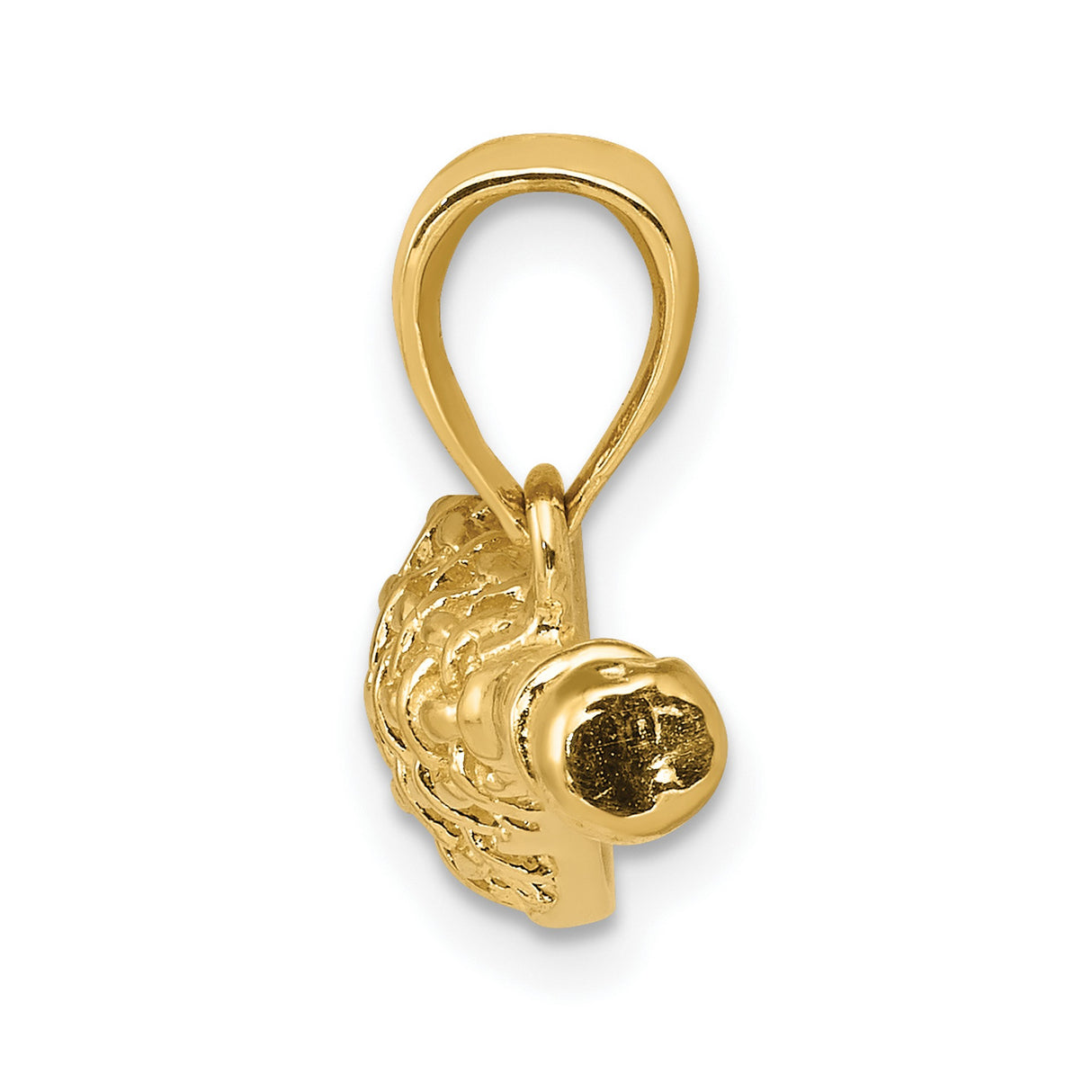 10k Yellow Gold Lacrosse Stick Pendant with Netted Head and Textured Handle Detail