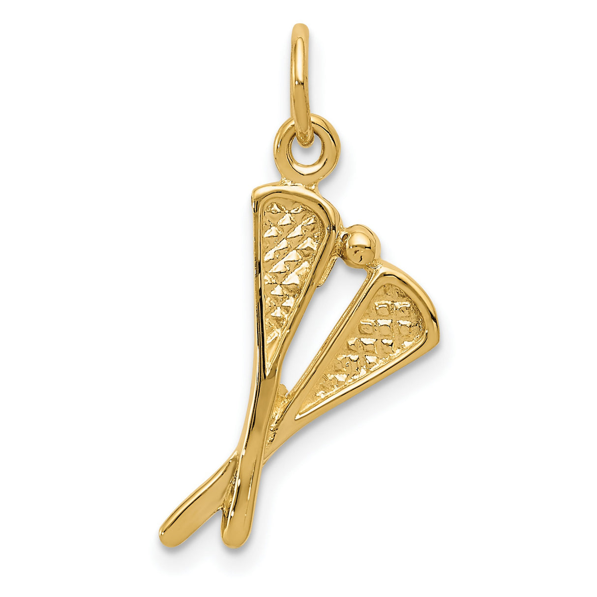 10k Yellow Gold Lacrosse Stick Pendant with Crossed Sticks and Ball, Sports Charm