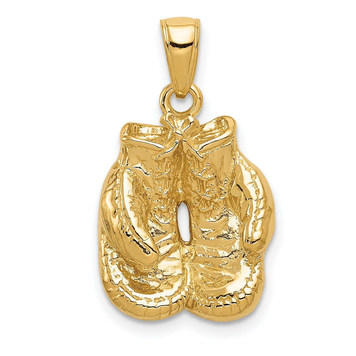 10k Yellow Gold Boxing Gloves Pendant with Lace-Up Detail, Fighter and Sports Theme