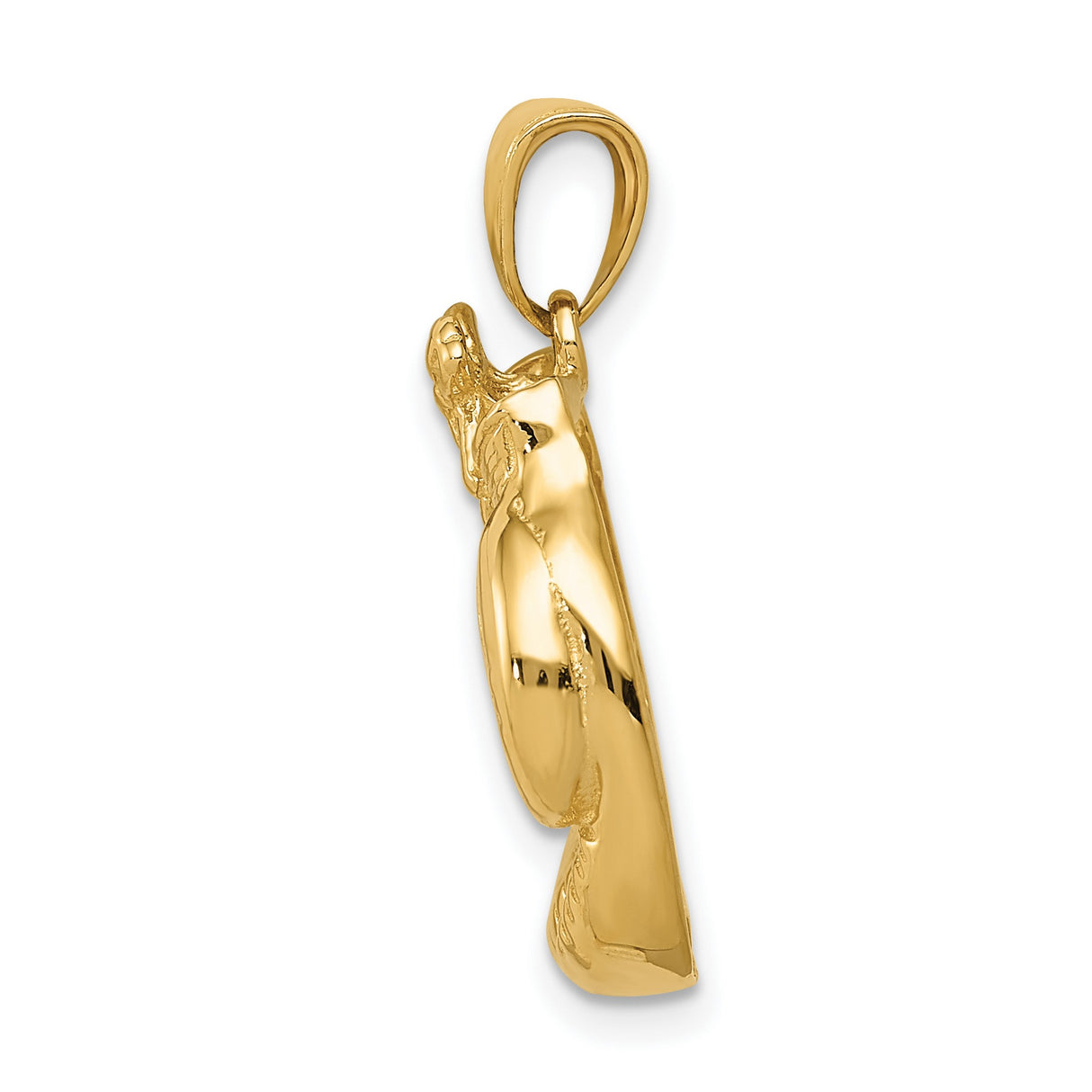 10k Yellow Gold Boxing Glove Pendant, Solid Polished Charm with Detailed Laces, Athletic Theme