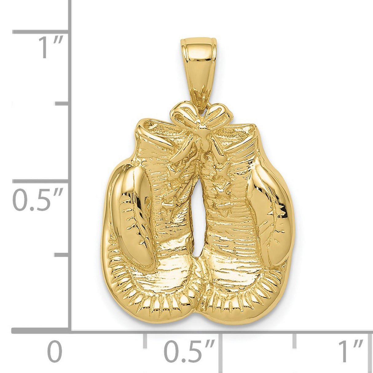 10k Yellow Gold Boxing Glove Pendant, Solid Polished Charm with Detailed Laces, Athletic Theme
