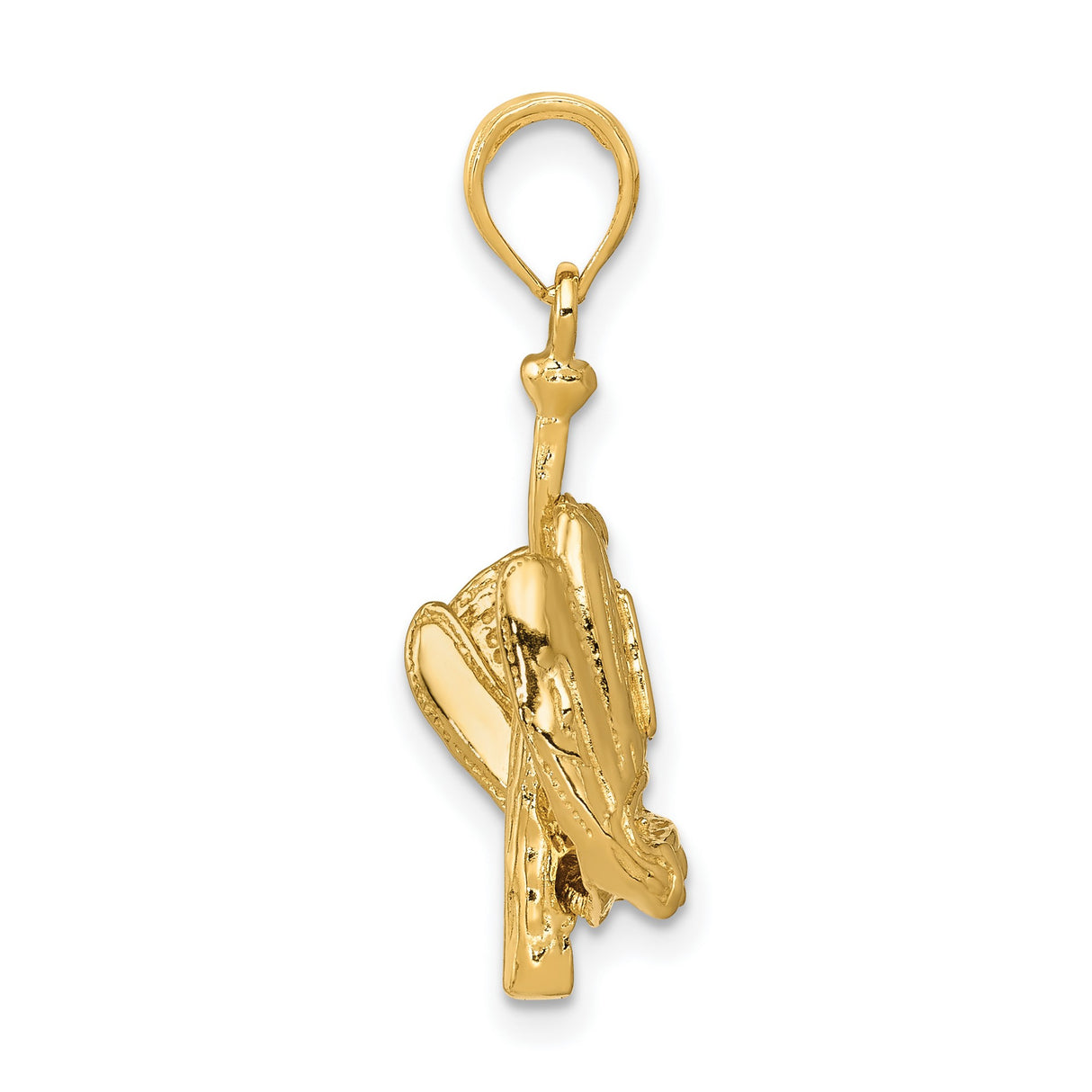 10k Yellow Gold Baseball Glove Bat Ball Pendant, Sports Charm for Men or Women