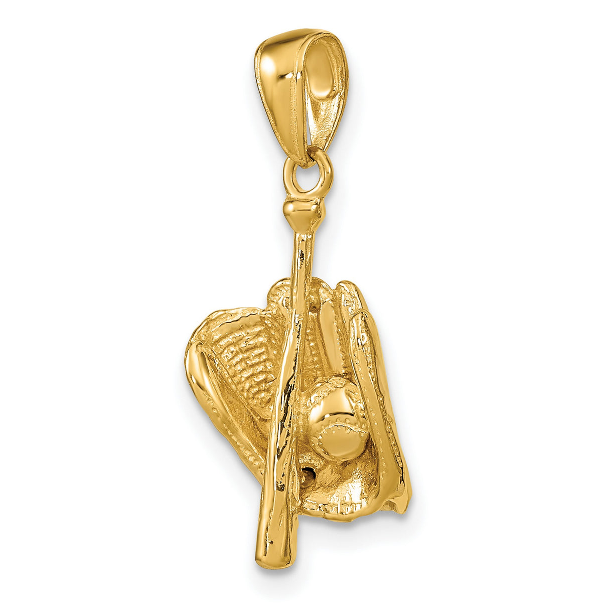 10k Yellow Gold Baseball Glove Bat Ball Pendant, Sports Charm for Men or Women