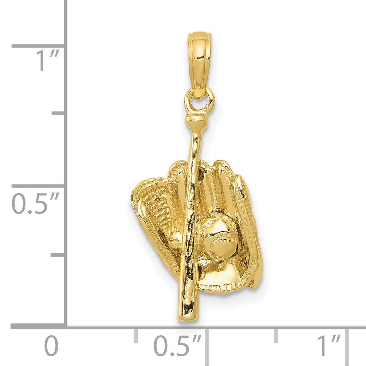 10k Yellow Gold Baseball Glove Bat Ball Pendant, Sports Charm for Men or Women