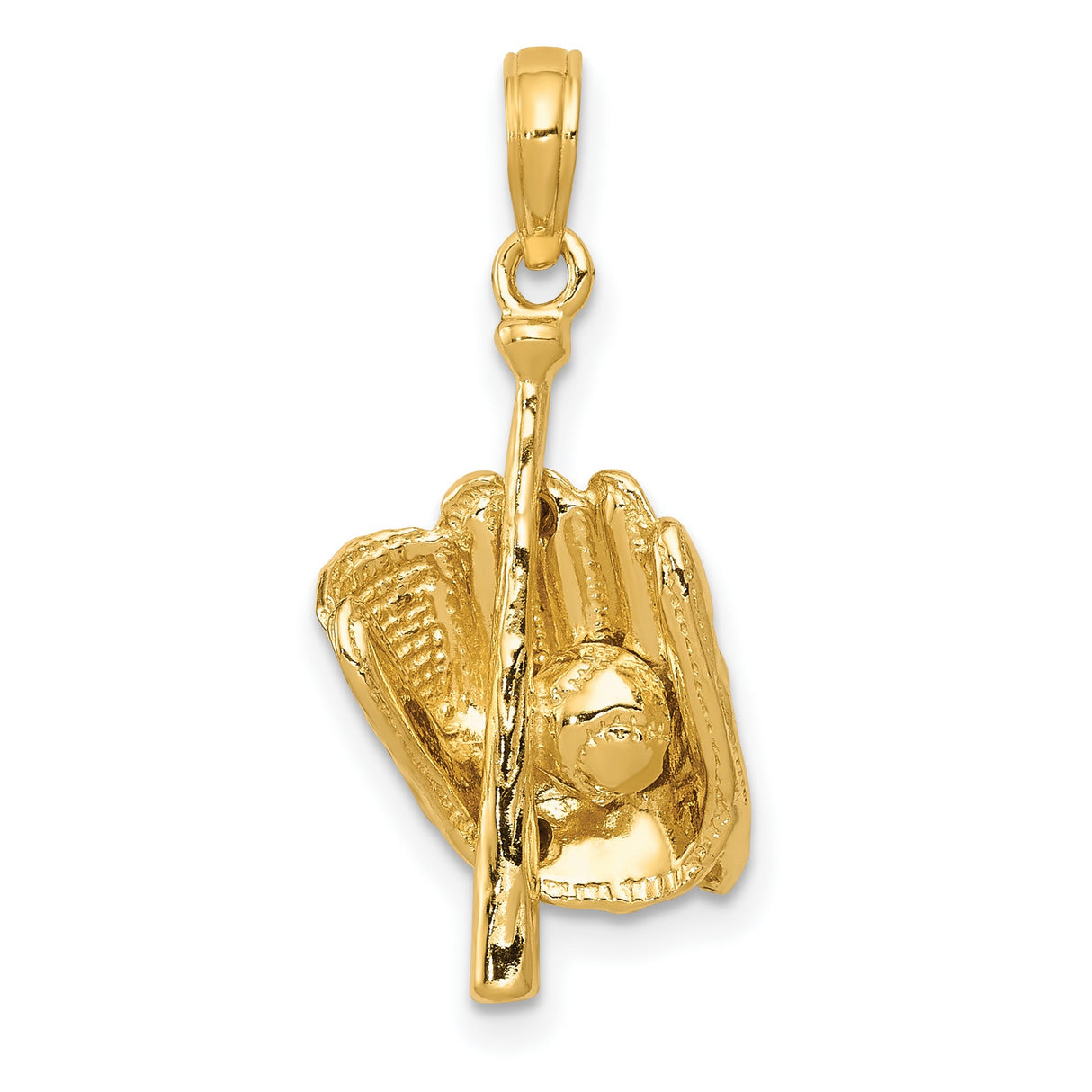 10k Yellow Gold Baseball Glove Bat Ball Pendant, Sports Charm for Men or Women