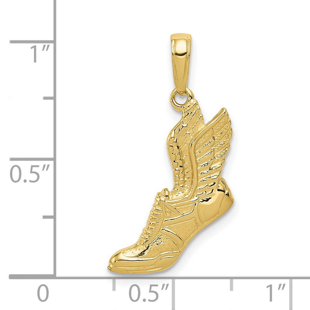10k Yellow Gold Pendant, Winged Sneaker Design, Mythology Inspired Track and Field Charm