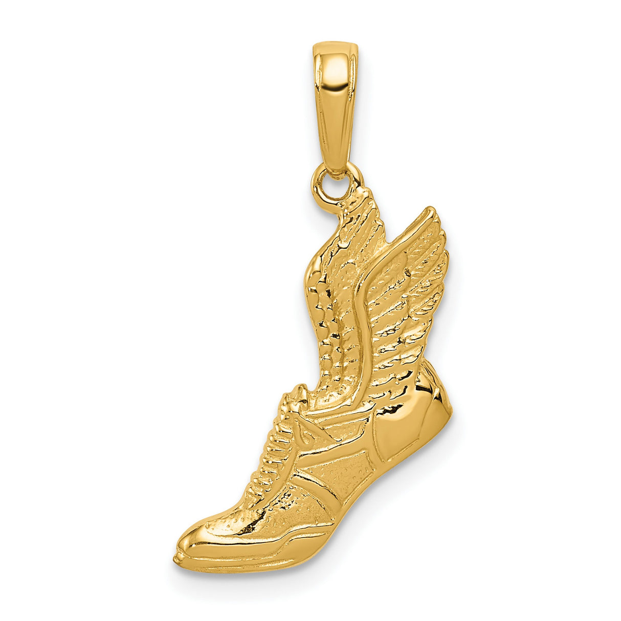 10k Yellow Gold Pendant, Winged Sneaker Design, Mythology Inspired Track and Field Charm