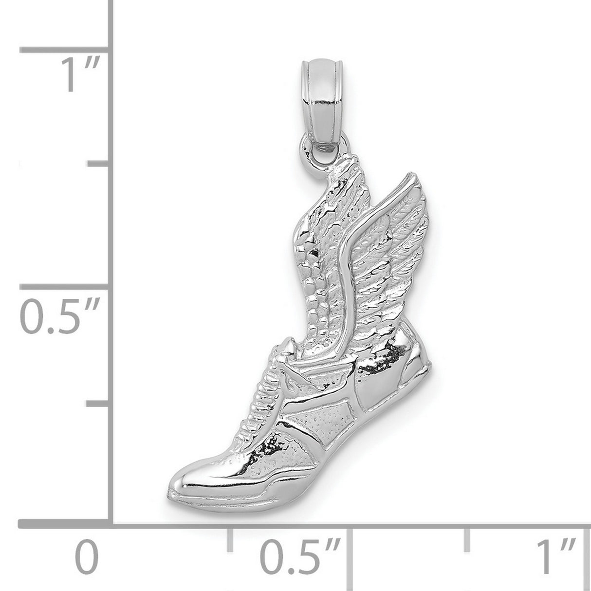 10k White Gold Sneaker Pendant, Winged Hermes-Inspired Charm, Sports Jewelry for Men or Unisex