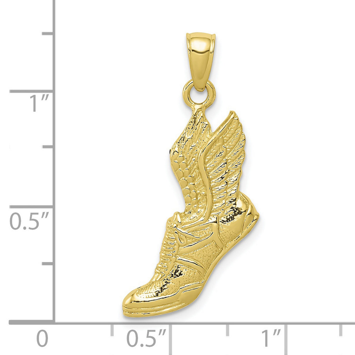 10k Yellow Gold Winged Sneaker Pendant, High-Top Shoe Charm, Greek Mythology Hermes Theme