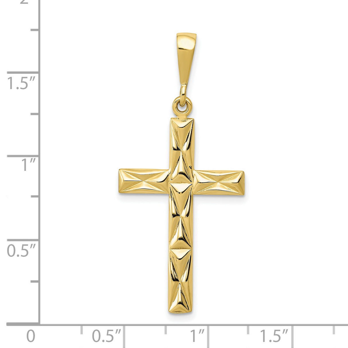 10k Yellow Gold Reversible Latin Cross Pendant with Geometric Design for Men and Women