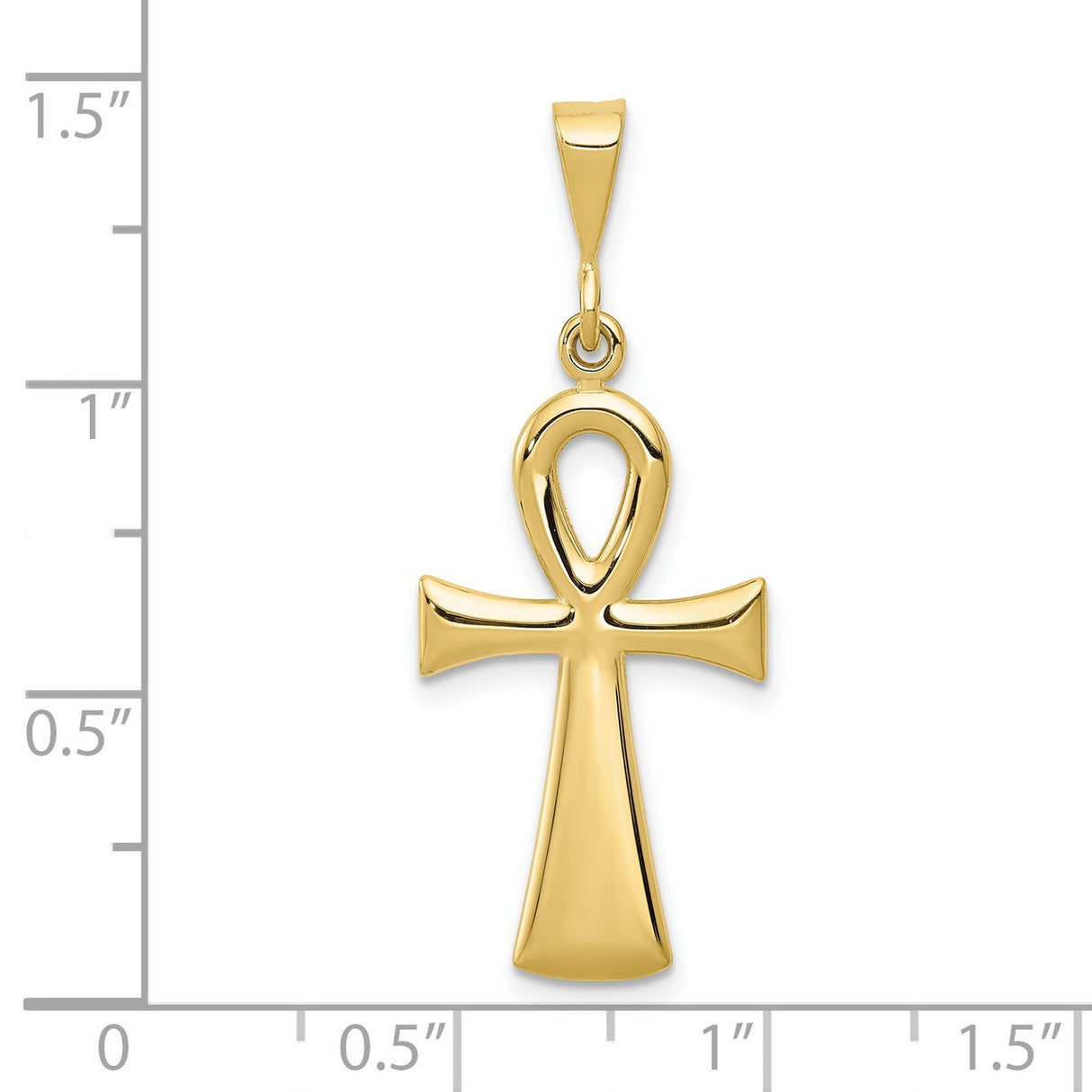 10k Yellow Gold Ankh Cross Pendant, Spiritual Egyptian Symbolic Charm for Men and Women