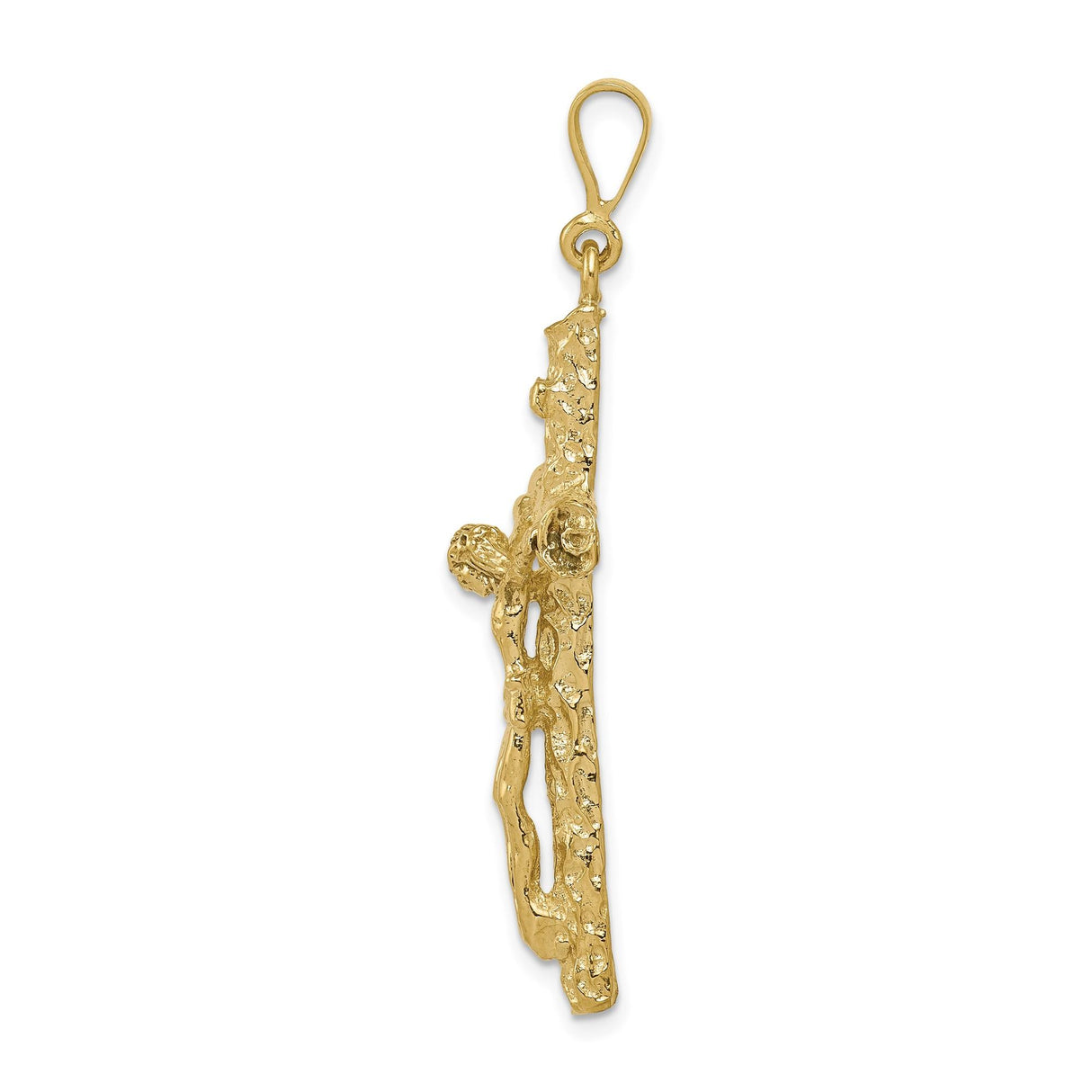 10k Yellow Gold Crucifix Cross Pendant with Three-Dimensional Jesus Figure Religious Charm