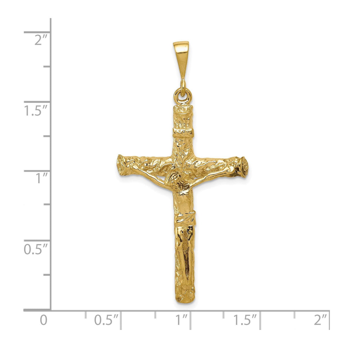 10k Yellow Gold Crucifix Cross Pendant with Three-Dimensional Jesus Figure Religious Charm