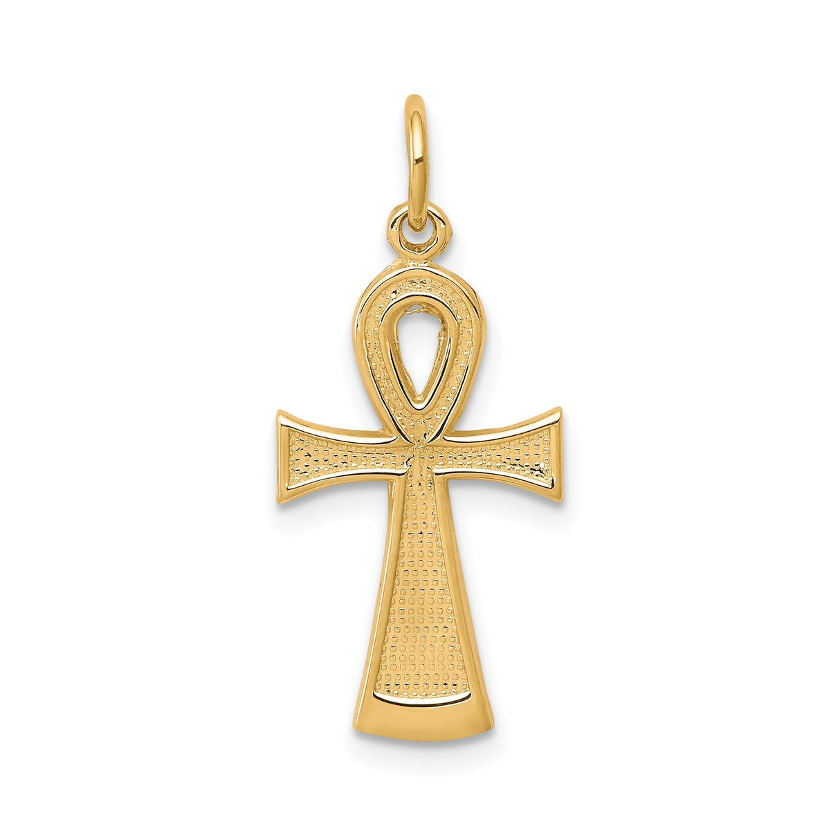 10k Yellow Gold Ankh Cross Pendant, Spiritual Egyptian Symbol for Men and Women
