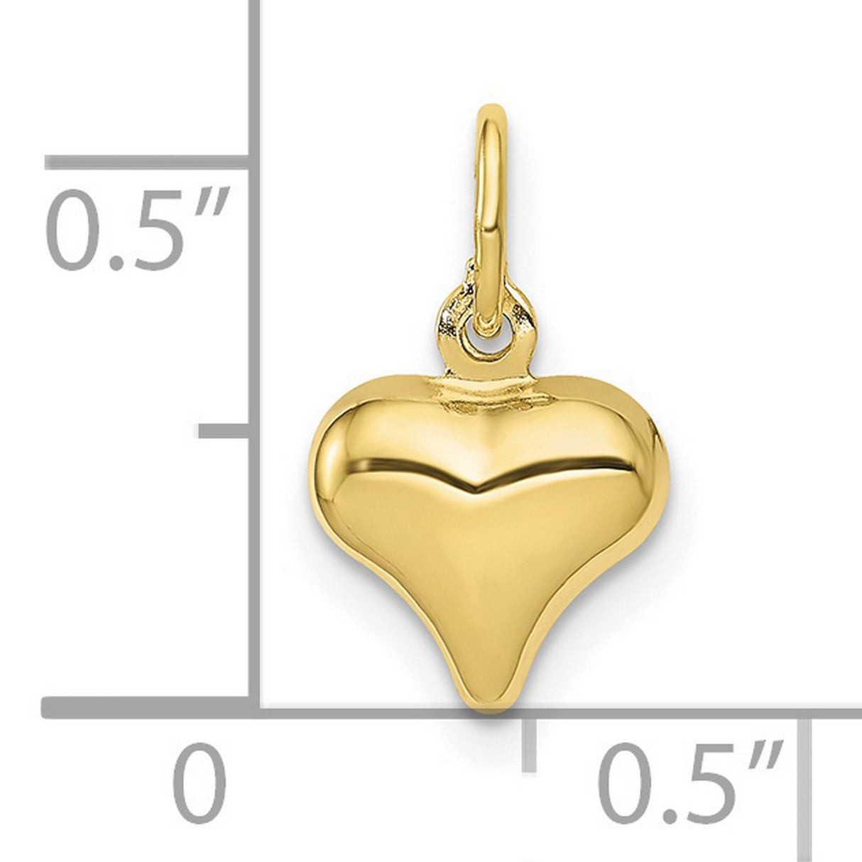 Polished 3-D Heart Charm Pendant in Real 10k Yellow Gold