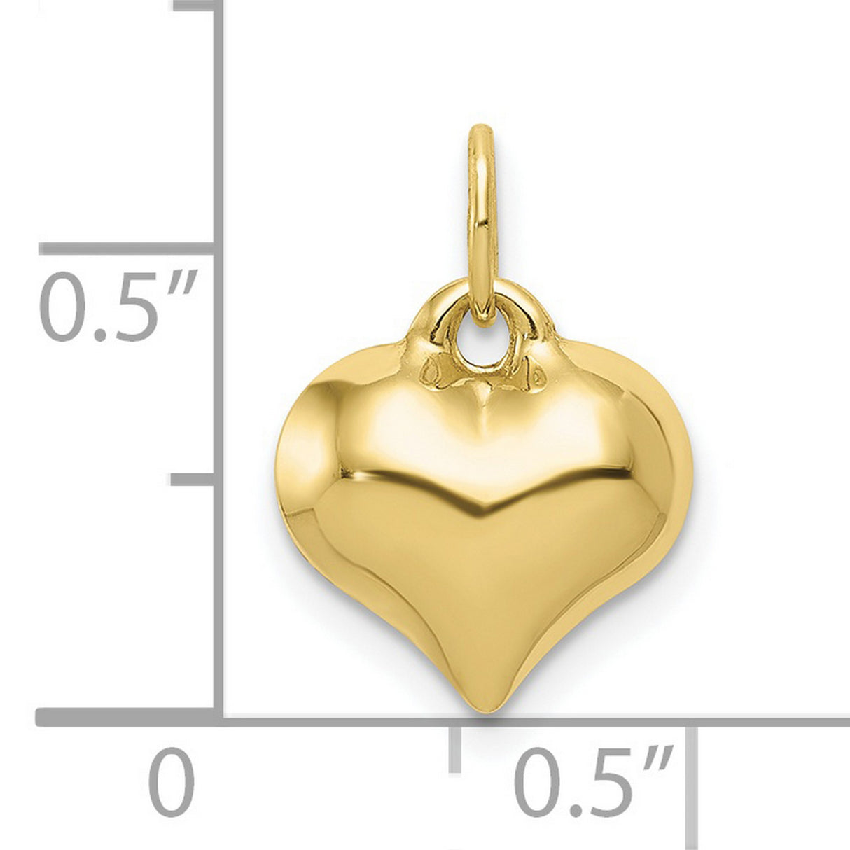 10k Yellow Gold Heart Pendant, Polished 3D Design, Minimalist Love Symbol Charm for Women