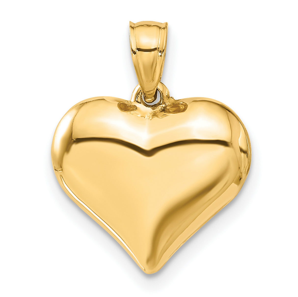10k Yellow Gold Heart Pendant, Polished 3D Charm, Romantic Symbol for Women