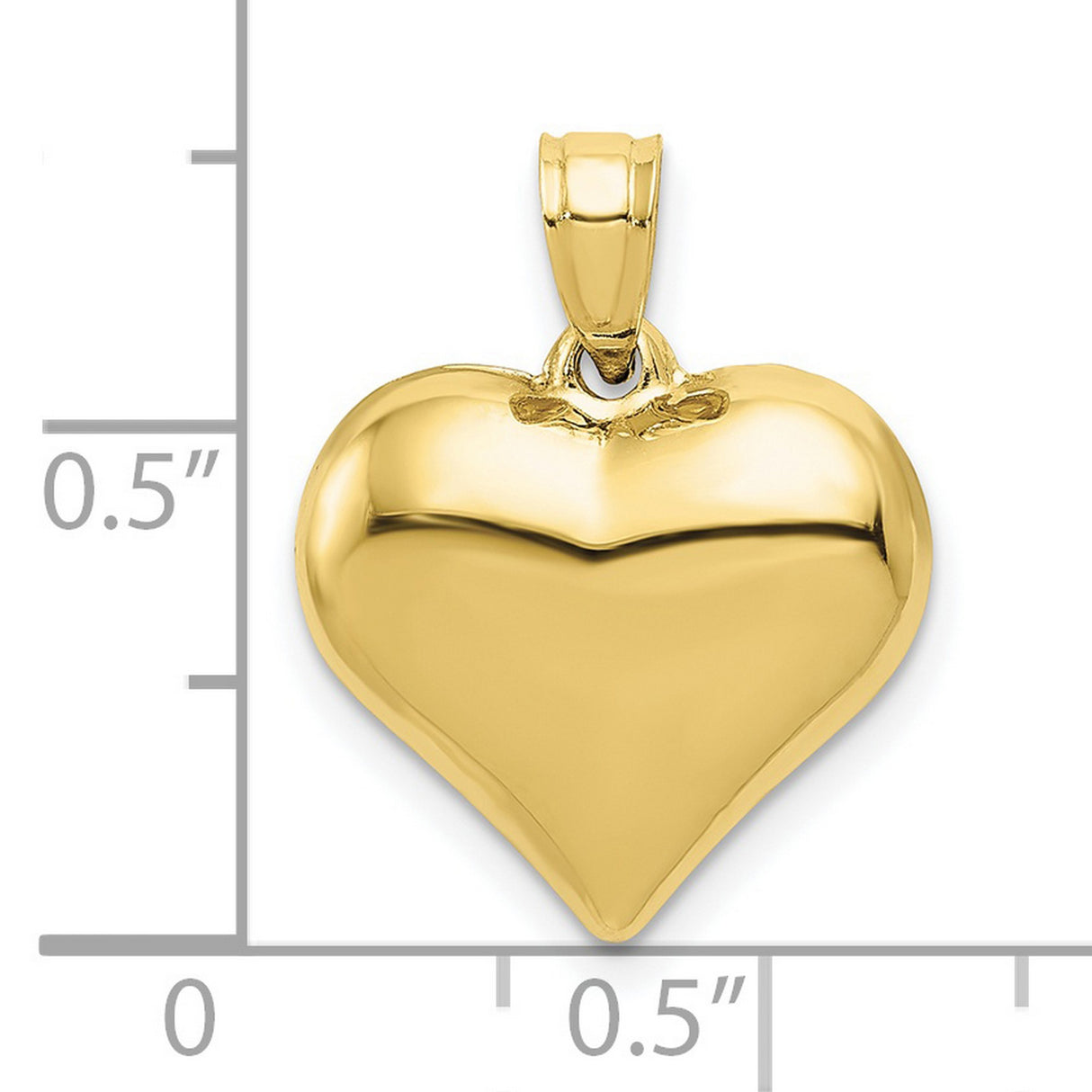 10k Yellow Gold Heart Pendant, Polished 3D Charm, Romantic Symbol for Women