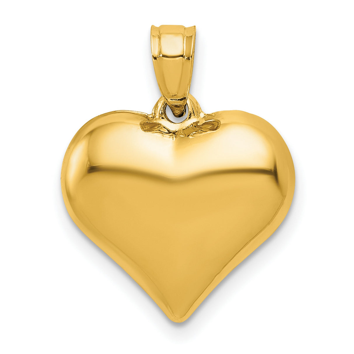 10k Yellow Gold Heart Pendant, Polished 3D Charm, Romantic Symbol for Women