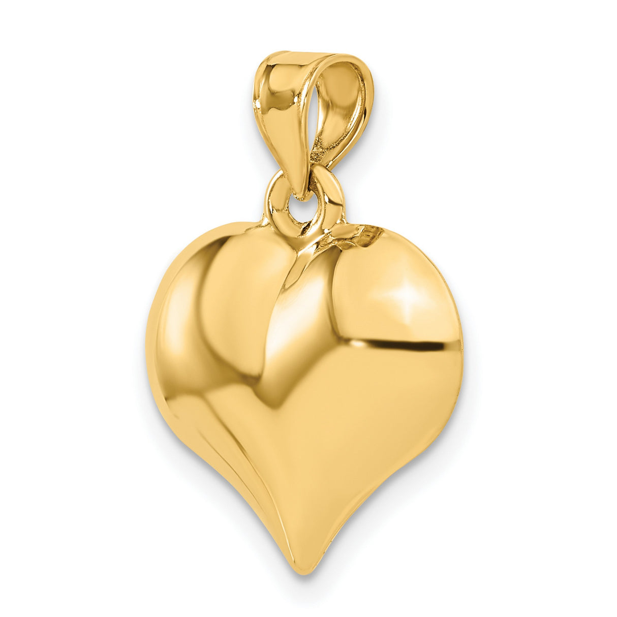 10k Yellow Gold Heart Pendant, Smooth Polished Finish, Classic Romantic Charm for Women